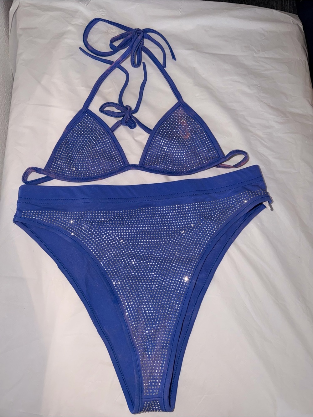 Daisy Royal Blue Rhinestone Triangle Bikini Set
